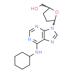 ChemSpider 2D Image | {5-[6-(Cyclohexylamino)-9H-purin-9-yl]tetrahydro-2-furanyl}methanol | C16H23N5O2