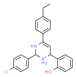 ChemSpider 2D Image | 2-(4-Chlorophenyl)-4-(4-ethylphenyl)-6-(2-hydroxyphenyl)-1,2,3,6-tetrahydropyrimidin-1-ium | C24H24ClN2O