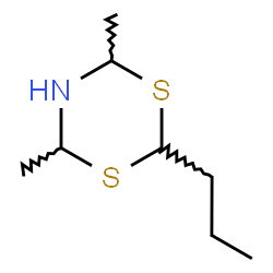 ChemSpider 2D Image | 4,6-Dimethyl-2-propyl-1,3,5-dithiazinane | C8H17NS2