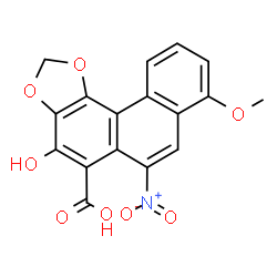 ChemSpider 2D Image | 4-Hydroxy-8-methoxy-6-nitrophenanthro[3,4-d][1,3]dioxole-5-carboxylic acid | C17H11NO8