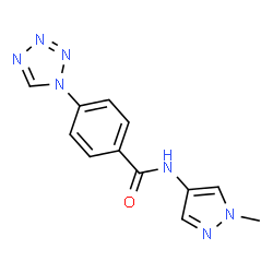 ChemSpider 2D Image | N-(1-Methyl-1H-pyrazol-4-yl)-4-(1H-tetrazol-1-yl)benzamide | C12H11N7O
