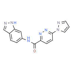 ChemSpider 2D Image | N-(1H-Indazol-6-yl)-6-(1H-pyrazol-1-yl)-3-pyridazinecarboxamide | C15H11N7O