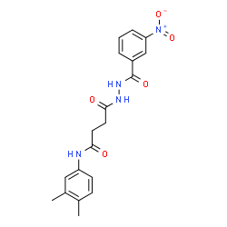 ChemSpider 2D Image | N-(3,4-Dimethylphenyl)-4-[2-(3-nitrobenzoyl)hydrazino]-4-oxobutanamide | C19H20N4O5