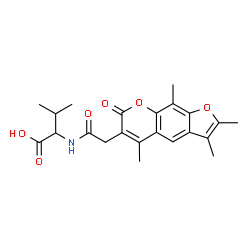 ChemSpider 2D Image | N-[(2,3,5,9-Tetramethyl-7-oxo-7H-furo[3,2-g]chromen-6-yl)acetyl]valine | C22H25NO6