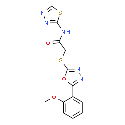 ChemSpider 2D Image | 2-{[5-(2-Methoxyphenyl)-1,3,4-oxadiazol-2-yl]sulfanyl}-N-(1,3,4-thiadiazol-2-yl)acetamide | C13H11N5O3S2