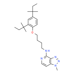 ChemSpider 2D Image | N-{4-[2,4-Bis(2-methyl-2-butanyl)phenoxy]butyl}-1-methyl-1H-[1,2,3]triazolo[4,5-c]pyridin-4-amine | C26H39N5O