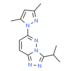 ChemSpider 2D Image | 6-(3,5-Dimethyl-1H-pyrazol-1-yl)-3-isopropyl[1,2,4]triazolo[4,3-b]pyridazine | C13H16N6