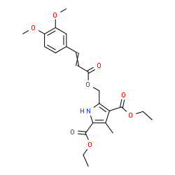 ChemSpider 2D Image | Diethyl 5-({[3-(3,4-dimethoxyphenyl)acryloyl]oxy}methyl)-3-methyl-1H-pyrrole-2,4-dicarboxylate | C23H27NO8