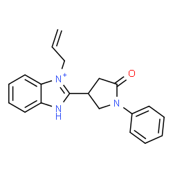 ChemSpider 2D Image | 3-Allyl-2-(5-oxo-1-phenyl-3-pyrrolidinyl)-1H-3,1-benzimidazol-3-ium | C20H20N3O