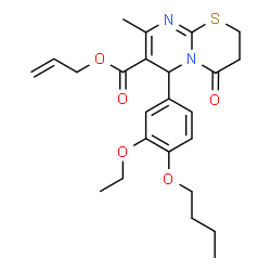 ChemSpider 2D Image | Allyl 6-(4-butoxy-3-ethoxyphenyl)-8-methyl-4-oxo-3,4-dihydro-2H,6H-pyrimido[2,1-b][1,3]thiazine-7-carboxylate | C24H30N2O5S