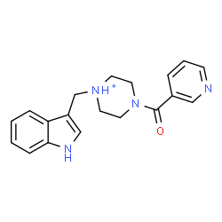 ChemSpider 2D Image | 1-(1H-Indol-3-ylmethyl)-4-(3-pyridinylcarbonyl)piperazin-1-ium | C19H21N4O
