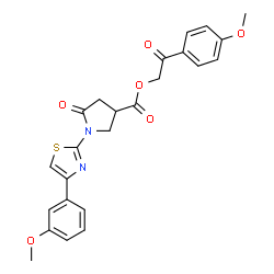 ChemSpider 2D Image | 2-(4-Methoxyphenyl)-2-oxoethyl 1-[4-(3-methoxyphenyl)-1,3-thiazol-2-yl]-5-oxo-3-pyrrolidinecarboxylate | C24H22N2O6S