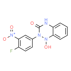 ChemSpider 2D Image | 2-(4-Fluoro-3-nitrophenyl)-1-hydroxy-1,4-dihydro-1,2,4-benzotriazin-3(2H)-one | C13H9FN4O4