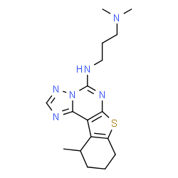 ChemSpider 2D Image | N,N-Dimethyl-N'-(11-methyl-8,9,10,11-tetrahydro[1]benzothieno[3,2-e][1,2,4]triazolo[1,5-c]pyrimidin-5-yl)-1,3-propanediamine | C17H24N6S