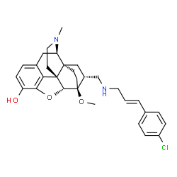 ChemSpider 2D Image | (5alpha,14beta,18R)-18-({[(2E)-3-(4-Chlorophenyl)-2-propen-1-yl]amino}methyl)-6-methoxy-17-methyl-18,19-dihydro-4,5-epoxy-6,14-ethenomorphinan-3-ol | C30H35ClN2O3