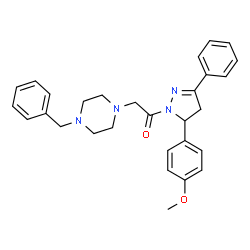 ChemSpider 2D Image | 2-(4-Benzyl-1-piperazinyl)-1-[5-(4-methoxyphenyl)-3-phenyl-4,5-dihydro-1H-pyrazol-1-yl]ethanone | C29H32N4O2
