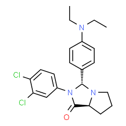 ChemSpider 2D Image | (3R,7aS)-2-(3,4-Dichlorophenyl)-3-[4-(diethylamino)phenyl]hexahydro-1H-pyrrolo[1,2-c]imidazol-1-one | C22H25Cl2N3O