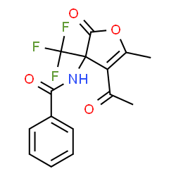 ChemSpider 2D Image | N-[4-Acetyl-5-methyl-2-oxo-3-(trifluoromethyl)-2,3-dihydro-3-furanyl]benzamide | C15H12F3NO4