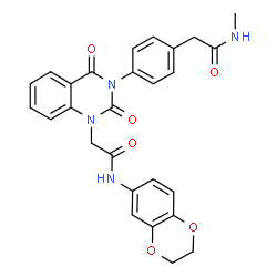 ChemSpider 2D Image | 2-(4-{1-[2-(2,3-Dihydro-1,4-benzodioxin-6-ylamino)-2-oxoethyl]-2,4-dioxo-1,4-dihydro-3(2H)-quinazolinyl}phenyl)-N-methylacetamide | C27H24N4O6