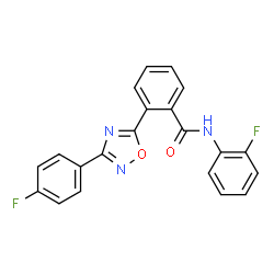 ChemSpider 2D Image | N-(2-Fluorophenyl)-2-[3-(4-fluorophenyl)-1,2,4-oxadiazol-5-yl]benzamide | C21H13F2N3O2