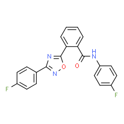 ChemSpider 2D Image | N-(4-Fluorophenyl)-2-[3-(4-fluorophenyl)-1,2,4-oxadiazol-5-yl]benzamide | C21H13F2N3O2