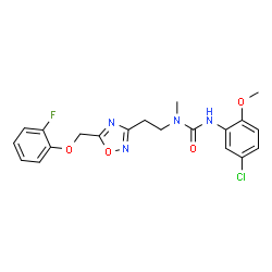 ChemSpider 2D Image | 3-(5-Chloro-2-methoxyphenyl)-1-(2-{5-[(2-fluorophenoxy)methyl]-1,2,4-oxadiazol-3-yl}ethyl)-1-methylurea | C20H20ClFN4O4