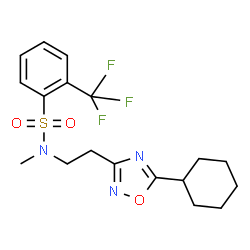 ChemSpider 2D Image | N-[2-(5-Cyclohexyl-1,2,4-oxadiazol-3-yl)ethyl]-N-methyl-2-(trifluoromethyl)benzenesulfonamide | C18H22F3N3O3S