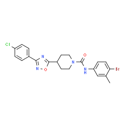 ChemSpider 2D Image | N-(4-Bromo-3-methylphenyl)-4-[3-(4-chlorophenyl)-1,2,4-oxadiazol-5-yl]-1-piperidinecarboxamide | C21H20BrClN4O2