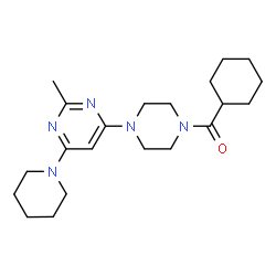 ChemSpider 2D Image | Cyclohexyl{4-[2-methyl-6-(1-piperidinyl)-4-pyrimidinyl]-1-piperazinyl}methanone | C21H33N5O