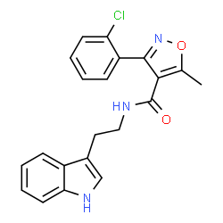 ChemSpider 2D Image | 3-(2-Chlorophenyl)-N-[2-(1H-indol-3-yl)ethyl]-5-methyl-1,2-oxazole-4-carboxamide | C21H18ClN3O2