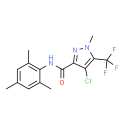 ChemSpider 2D Image | 4-Chloro-N-mesityl-1-methyl-5-(trifluoromethyl)-1H-pyrazole-3-carboxamide | C15H15ClF3N3O