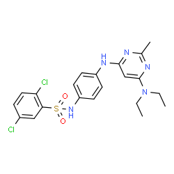 ChemSpider 2D Image | 2,5-Dichloro-N-(4-{[6-(diethylamino)-2-methyl-4-pyrimidinyl]amino}phenyl)benzenesulfonamide | C21H23Cl2N5O2S