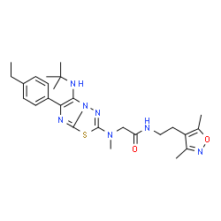 ChemSpider 2D Image | N-[2-(3,5-Dimethyl-1,2-oxazol-4-yl)ethyl]-N~2~-{6-(4-ethylphenyl)-5-[(2-methyl-2-propanyl)amino]imidazo[2,1-b][1,3,4]thiadiazol-2-yl}-N~2~-methylglycinamide | C26H35N7O2S
