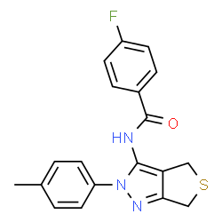 ChemSpider 2D Image | 4-Fluoro-N-[2-(4-methylphenyl)-2,6-dihydro-4H-thieno[3,4-c]pyrazol-3-yl]benzamide | C19H16FN3OS