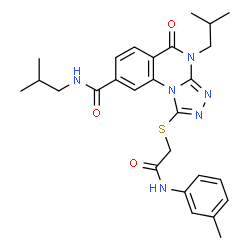 ChemSpider 2D Image | N,4-Diisobutyl-1-({2-[(3-methylphenyl)amino]-2-oxoethyl}sulfanyl)-5-oxo-4,5-dihydro[1,2,4]triazolo[4,3-a]quinazoline-8-carboxamide | C27H32N6O3S