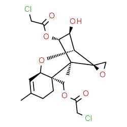 ChemSpider 2D Image | (3beta,4alpha,12R)-3-Hydroxy-12,13-epoxytrichothec-9-ene-4,15-diyl bis(chloroacetate) | C19H24Cl2O7