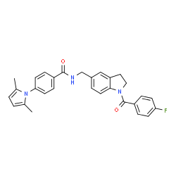 ChemSpider 2D Image | 4-(2,5-Dimethyl-1H-pyrrol-1-yl)-N-{[1-(4-fluorobenzoyl)-2,3-dihydro-1H-indol-5-yl]methyl}benzamide | C29H26FN3O2