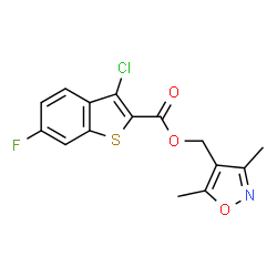 ChemSpider 2D Image | (3,5-Dimethyl-1,2-oxazol-4-yl)methyl 3-chloro-6-fluoro-1-benzothiophene-2-carboxylate | C15H11ClFNO3S