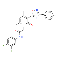 ChemSpider 2D Image | N-(3,4-Difluorophenyl)-2-{4,6-dimethyl-3-[3-(4-methylphenyl)-1,2,4-oxadiazol-5-yl]-2-oxo-1(2H)-pyridinyl}acetamide | C24H20F2N4O3