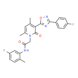 ChemSpider 2D Image | N-(5-Fluoro-2-methylphenyl)-2-{3-[3-(4-fluorophenyl)-1,2,4-oxadiazol-5-yl]-4,6-dimethyl-2-oxo-1(2H)-pyridinyl}acetamide | C24H20F2N4O3