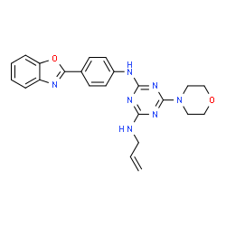 ChemSpider 2D Image | N-Allyl-N'-[4-(1,3-benzoxazol-2-yl)phenyl]-6-(4-morpholinyl)-1,3,5-triazine-2,4-diamine | C23H23N7O2