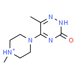ChemSpider 2D Image | 1-Methyl-4-(6-methyl-3-oxo-2,3-dihydro-1,2,4-triazin-5-yl)piperazin-1-ium | C9H16N5O