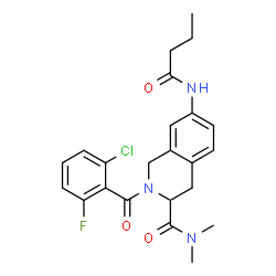 ChemSpider 2D Image | 7-(Butyrylamino)-2-(2-chloro-6-fluorobenzoyl)-N,N-dimethyl-1,2,3,4-tetrahydro-3-isoquinolinecarboxamide | C23H25ClFN3O3