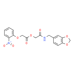ChemSpider 2D Image | 2-[(1,3-Benzodioxol-5-ylmethyl)amino]-2-oxoethyl (2-nitrophenoxy)acetate | C18H16N2O8