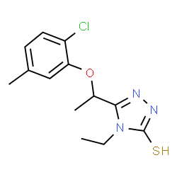 ChemSpider 2D Image | 5-(1-(2-Chloro-5-methylphenoxy)ethyl)-4-ethyl-4H-1,2,4-triazole-3-thiol | C13H16ClN3OS