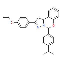 ChemSpider 2D Image | 2-(4-Ethoxyphenyl)-5-(4-isopropylphenyl)-1,10b-dihydropyrazolo[1,5-c][1,3]benzoxazine | C27H28N2O2