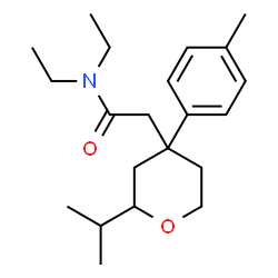 ChemSpider 2D Image | N,N-Diethyl-2-[2-isopropyl-4-(4-methylphenyl)tetrahydro-2H-pyran-4-yl]acetamide | C21H33NO2