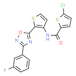 ChemSpider 2D Image | 5-Chloro-N-{2-[3-(3-fluorophenyl)-1,2,4-oxadiazol-5-yl]-3-thienyl}-2-thiophenecarboxamide | C17H9ClFN3O2S2