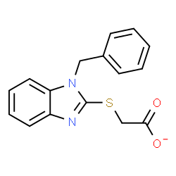 ChemSpider 2D Image | [(1-Benzyl-1H-benzimidazol-2-yl)sulfanyl]acetate | C16H13N2O2S