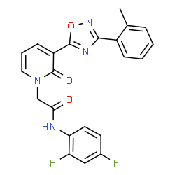 ChemSpider 2D Image | N-(2,4-Difluorophenyl)-2-{3-[3-(2-methylphenyl)-1,2,4-oxadiazol-5-yl]-2-oxo-1(2H)-pyridinyl}acetamide | C22H16F2N4O3